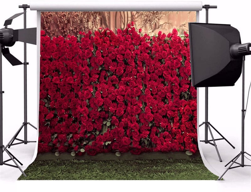 AOFOTO 10x10ft Romantic Roses Backdrop Wedding Photography Background Garden Flowers Lovers Couple Girlfriend Bride Portrait Valentine's Day Photo Shoot Studio Props Seamless Wallpaper - Image 2
